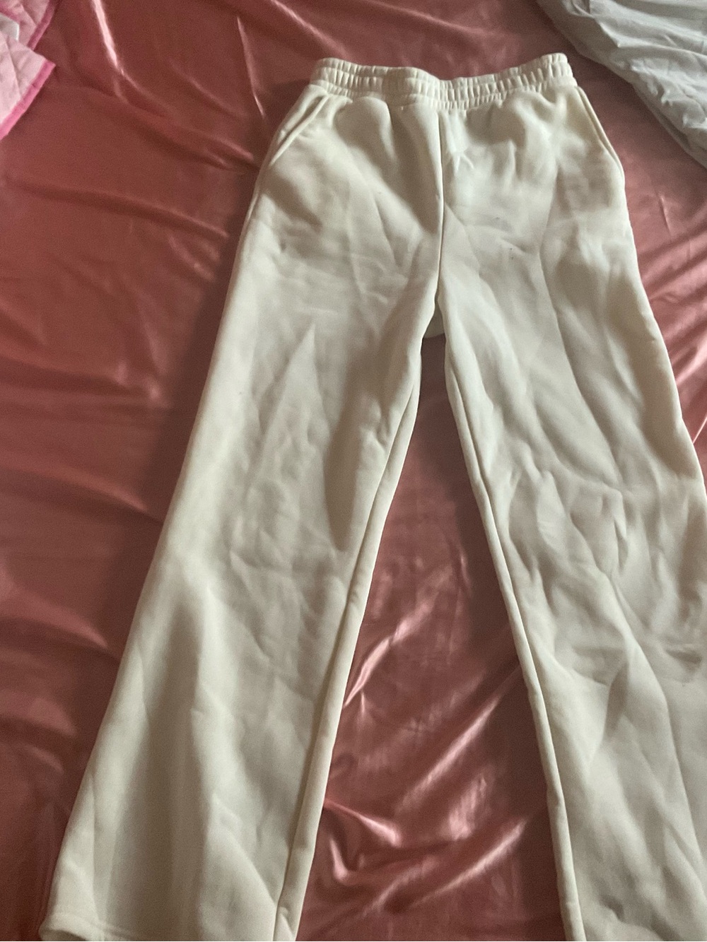 Women's Cream Pull-On Flared Sweatpants